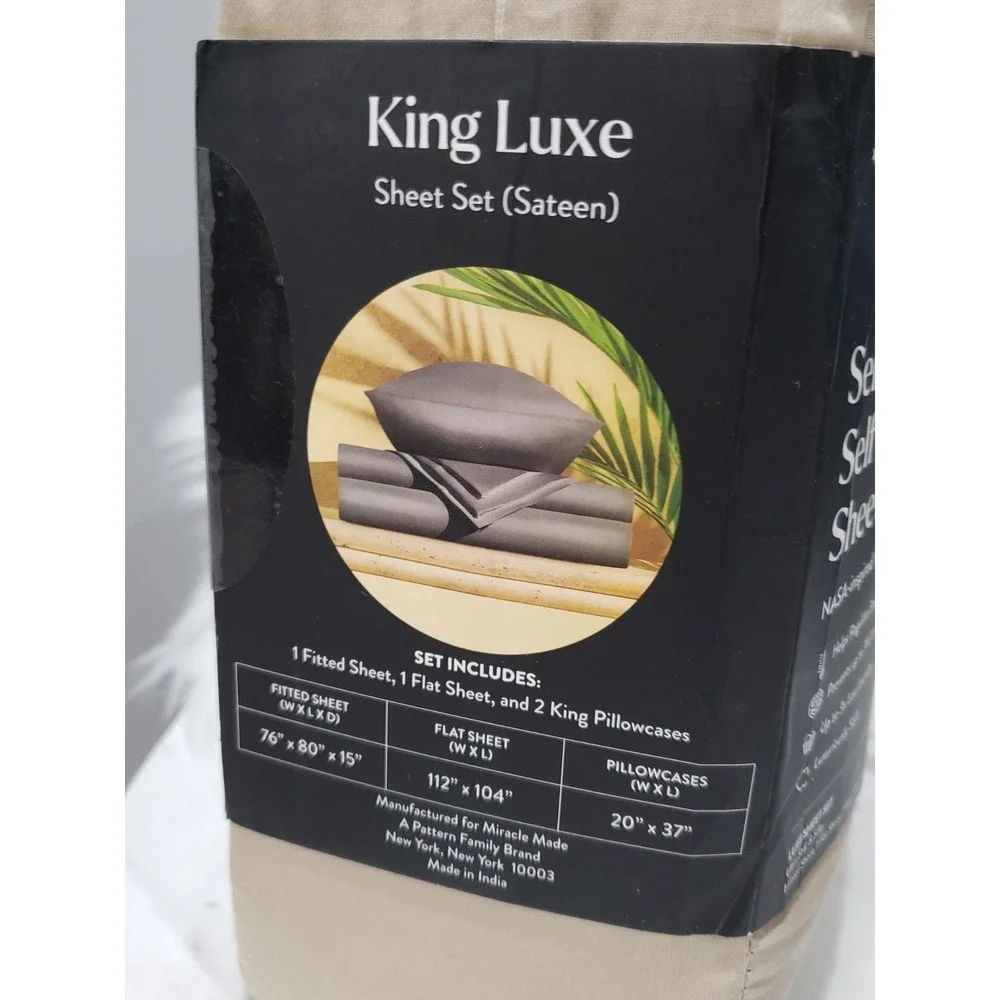 Miracle Made Sheet Set KING Luxe Self-Cooling Self-Cleaning SAND Tan